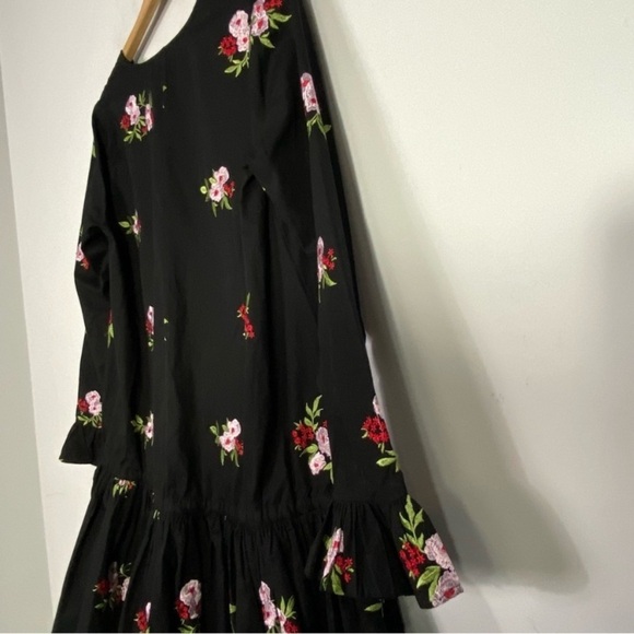 ASOS DESIGN Cotton Embroidered V-neck Smock Drop Waist Dress - Picture 7 of 14